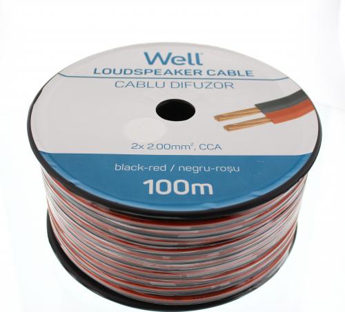 Cablu difuzor CCA rosu/negru 2x2mm Well LSP-CCA2.00BR-100-WL