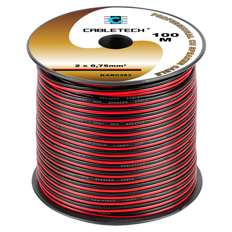 Cablu difuzor cupru 2x0.75mm rosu/negru Cabletech KAB0383