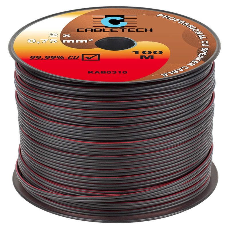 Cablu difuzor negru 2x0.75mm cupru 1m Cabletech KAB0310