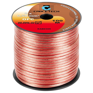 Cablu difuzor OFC cupru 2x0.5mm transparent 1m Cabletech KAB0309