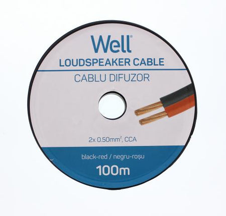 Cablu difuzor rosu/negru 2x0.5mmp CCA Well LSP-CCA0.50BR-100-WL