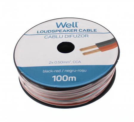 Cablu difuzor rosu/negru 2x0.5mmp CCA Well LSP-CCA0.50BR-100-WL