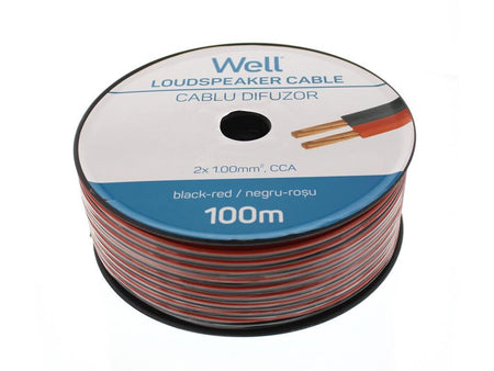 Cablu difuzor rosu/negru 2x1 mmp CCA Well LSP-CCA1.00BR-100-WL