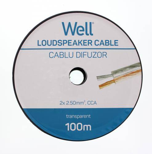 Cablu difuzor transparent CCA 2x2.5 mm Well LSP-CCA2.50TT-100-WL