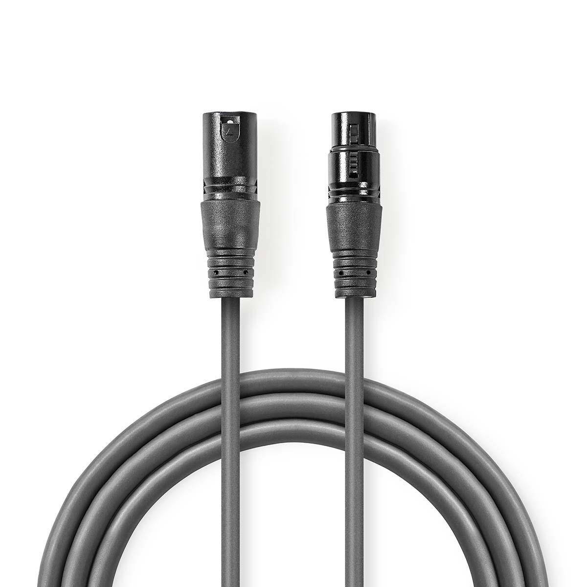 Cablu digital XLR 3 Pini tata - XLR 3 Pini mama 5m gri Nedis