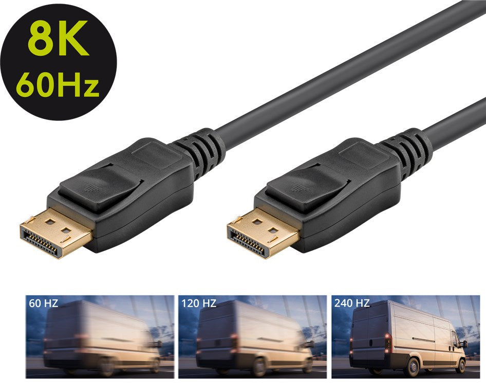 Cablu DisplayPort - DisplayPort V2.0 1m 8K/60Hz 4K/120Hz Full HD 1080p/240Hz negru Goobay 58532