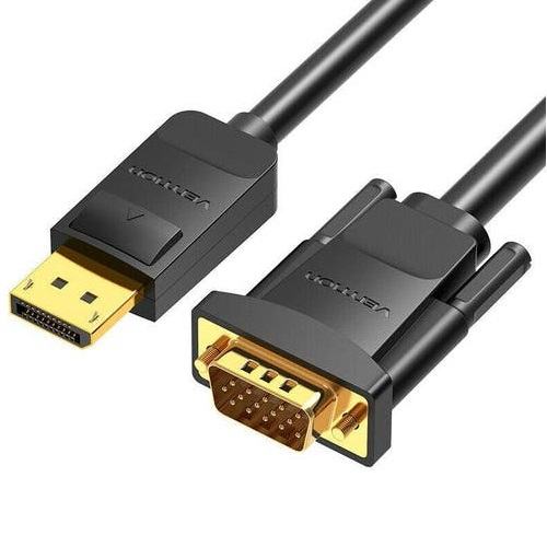 Cablu DisplayPort mufa tata - VGA D-Sub 15pin HD mufa tata 1080P 60Hz 1.5m negru 30AWG VENTION HBLBG