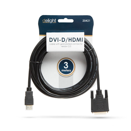 Cablu DVI-D 24+1 la HDMI 3m 10.2Gbps 2.0v aurit Delight