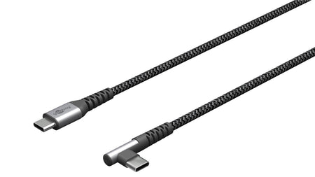 Cablu elegant extra-robust textil 2m 60W USB2.0 type C 90 grade - USB type C mufe metalice Goobay 64660