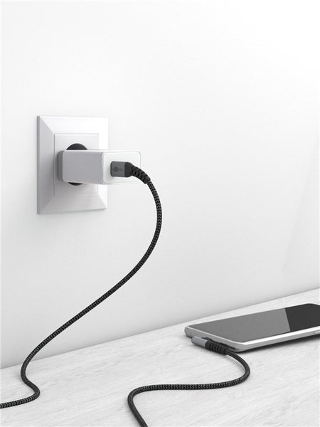 Cablu elegant extra-robust textil USB2.0 type C 90 grade - USB type C 2m 60W mufe metalice Goobay 64660