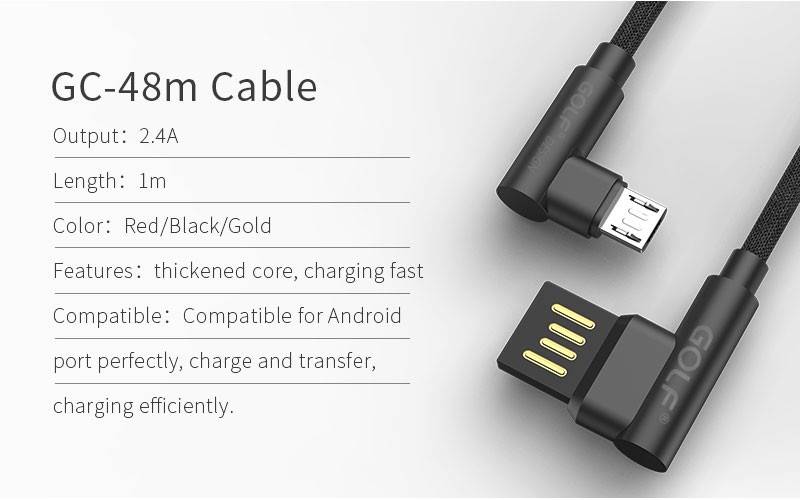 Cablu Golf Pudding Micro USB 48M 1m 2.4A negru