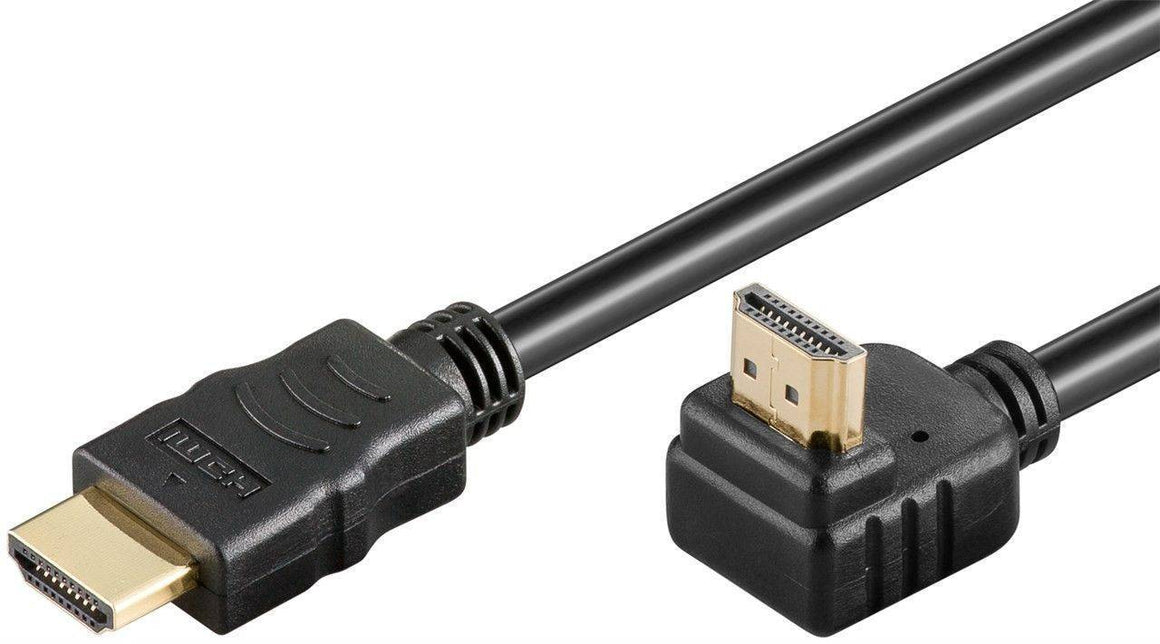 Cablu HDMI 2.0 cu ethernet 19 pini tata - HDMI 19 pini tata 90 grade aurit OFC 1.5m Goobay