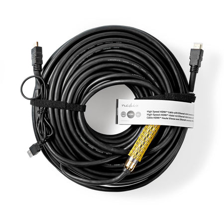 Cablu HDMI de mare viteza cu Ethernet si amplificator Nedis 40m negru