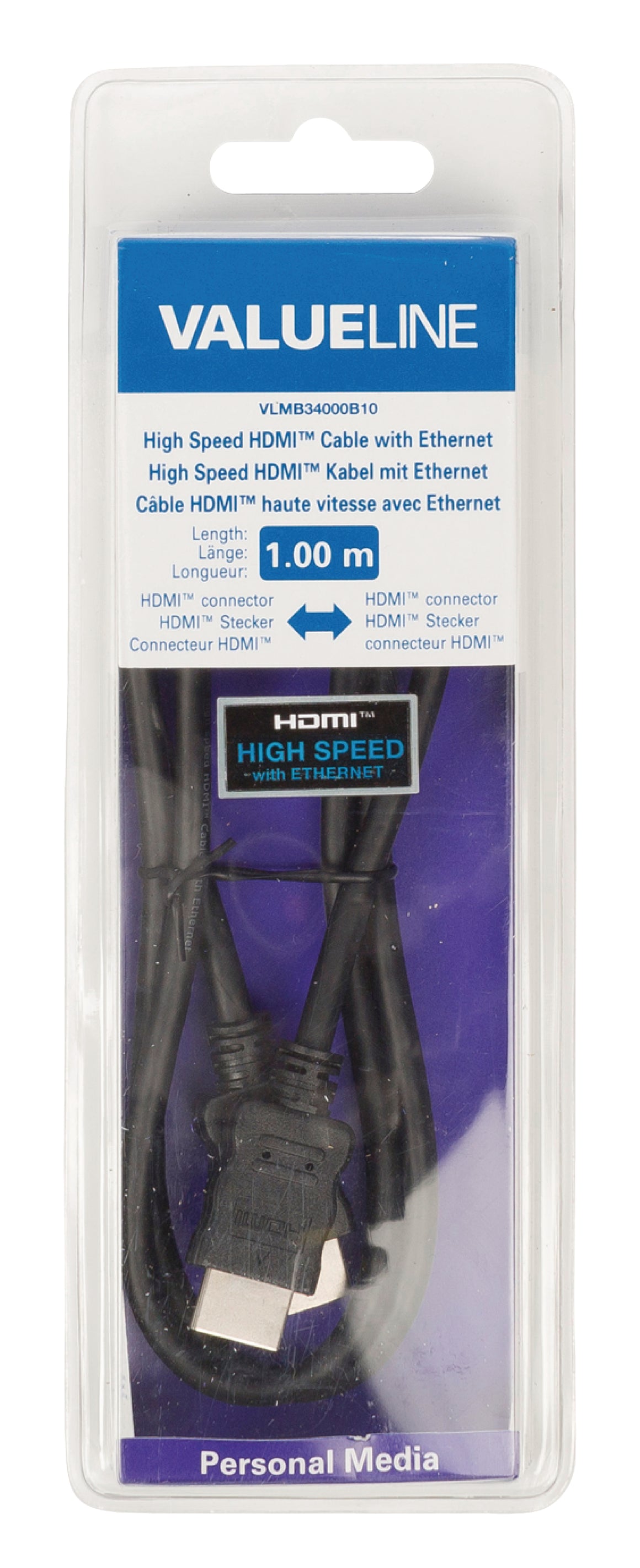 Cablu HDMI de mare viteza cu functie Ethernet 1m VALUELINE