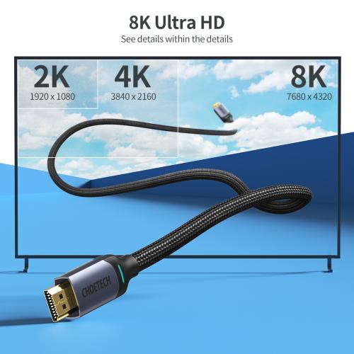 Cablu HDMI - HDMI 2m 8K60Hz 4K144Hz 2K165Hz Choetech XHH01