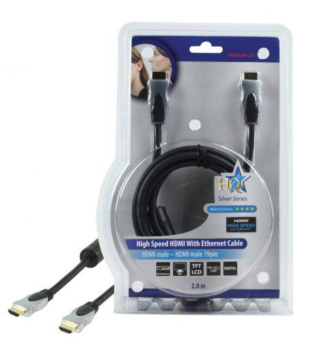 Cablu HDMI - HDMI 2m aurit v1.4 High Speed cu Ethernet HQ