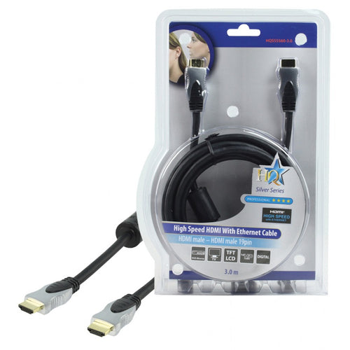 Cablu HDMI tata - HDMI tata High Speed cu Ethernet 3m HQ