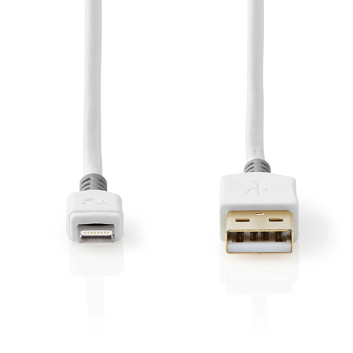 Cablu incarcator/date Apple Lightning 8-Pini - USB-A tata aurit 2m 2.4A alb Nedis