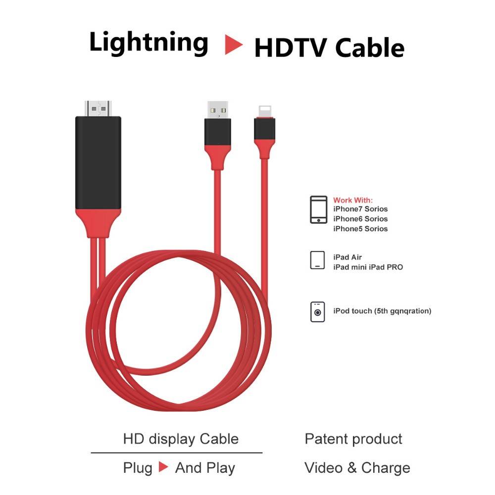 Cablu iPhone 7 la HDMI tata 2m