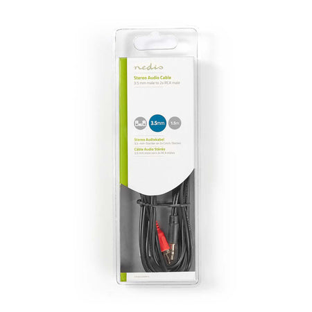 Cablu Jack 3.5 mm la 2x RCA 1.5m tata-tata negru NEDIS