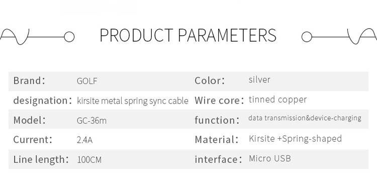 Cablu Kirsite Micro USB Golf 36M argintiu 1m 2.4A Fast Charging