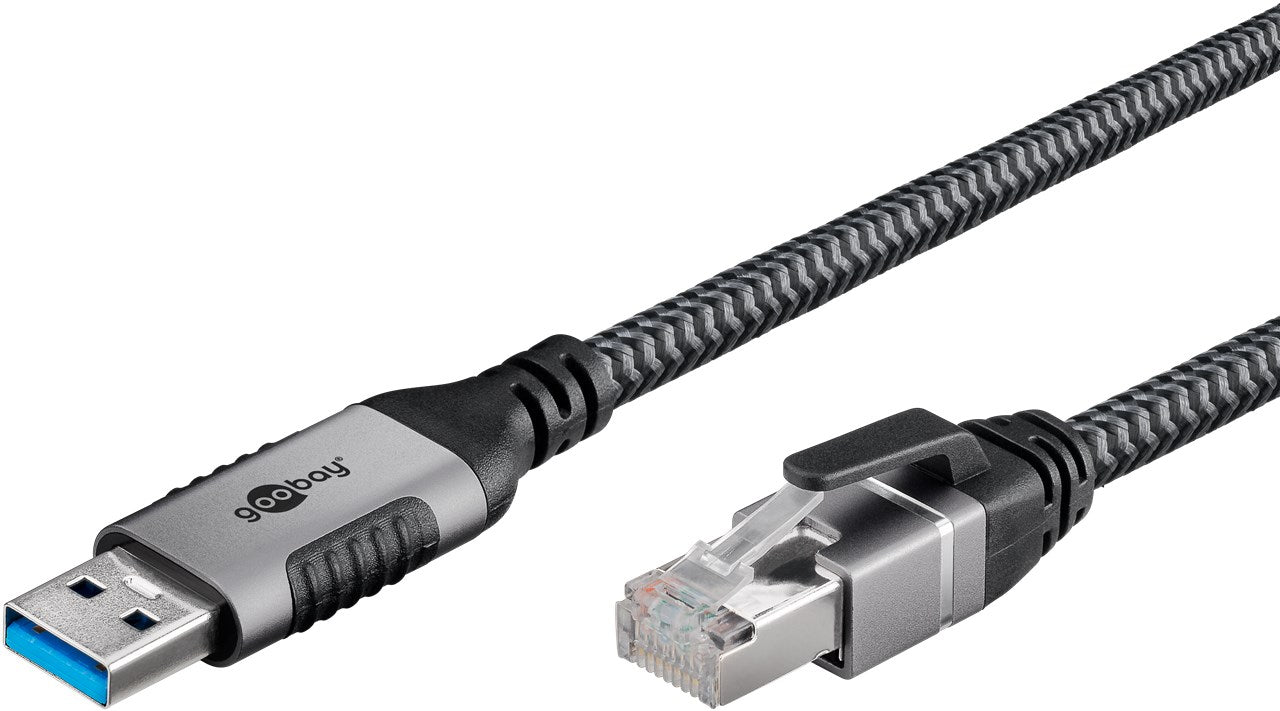 Cablu LAN Ethernet USB-A 3.0 la RJ45 1.5m CAT6 Gbit/s negru Goobay 70497