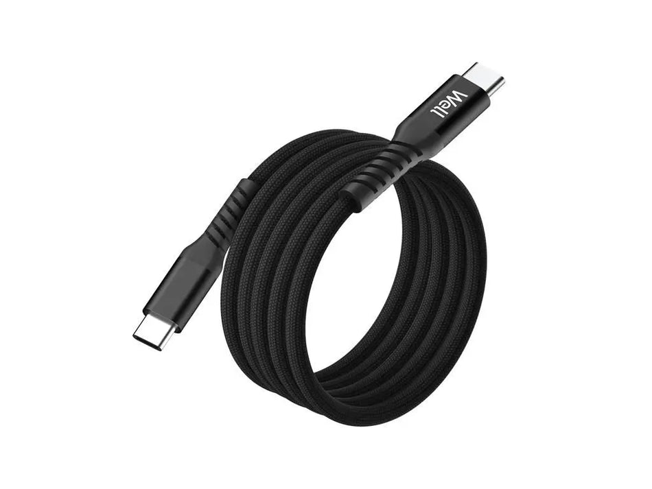 Cablu magnetic USB-C - USB-C 1m 3A/20V 60W negru Well CABLE-USBC/USBC-1BK07-WL