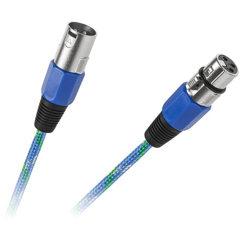 Cablu microfon XLR mama-tata 3m textil albastru Cabletech