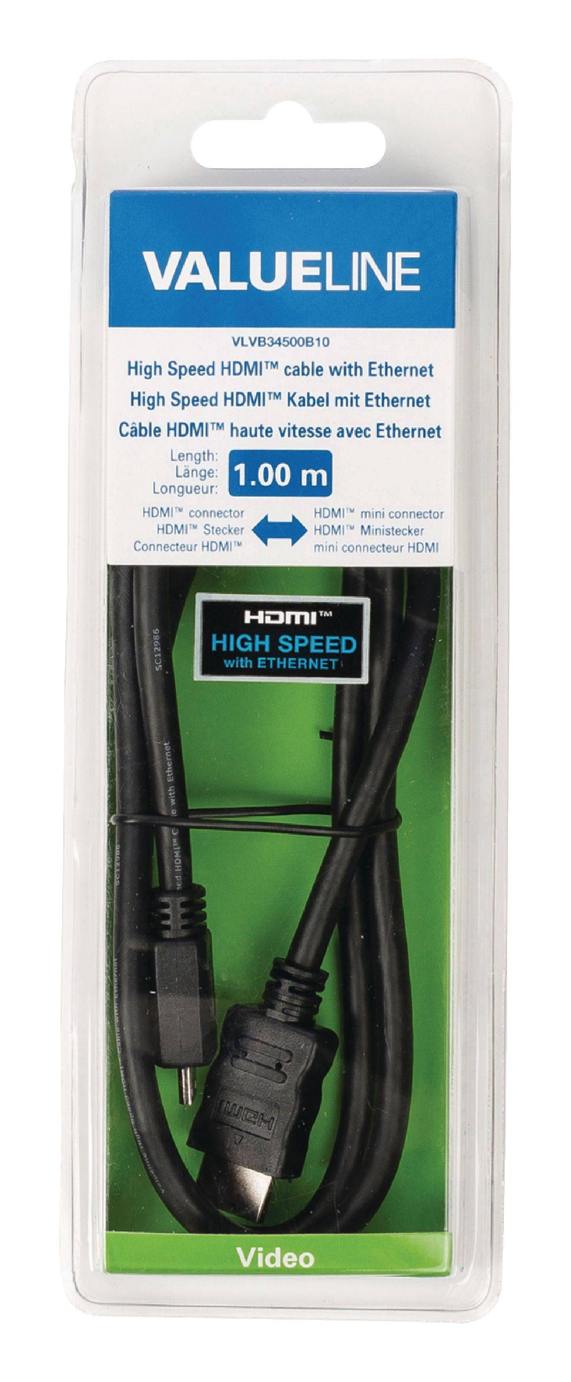 Cablu mini HDMI de mare viteza cu Ethernet HDMI - HDMI mini 1m 4K 3D Valueline