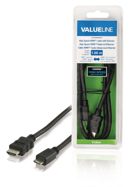 Cablu mini HDMI de mare viteza cu Ethernet HDMI - HDMI mini 1m 4K 3D Valueline