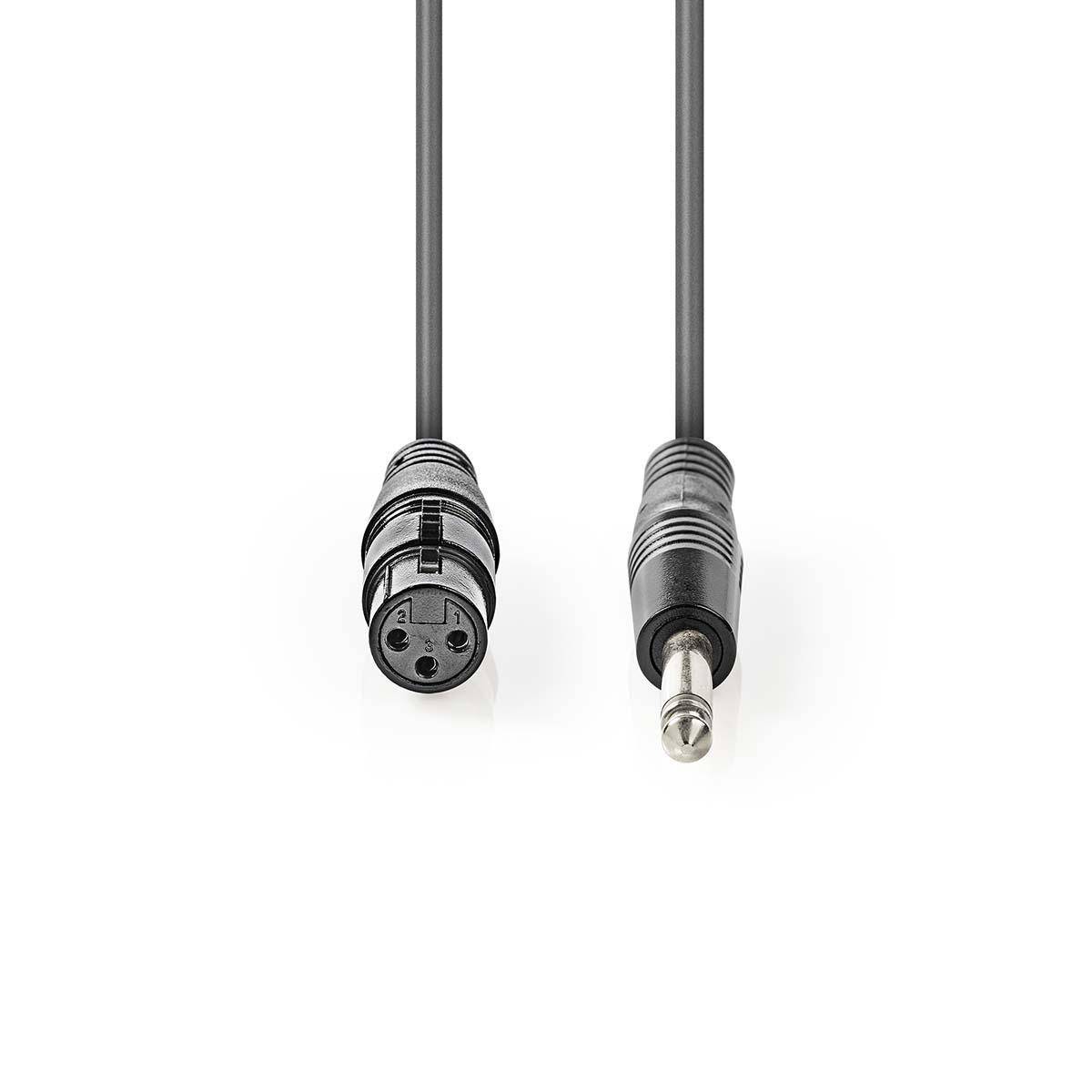 Cablu mono XLR 3 pini mama - Jack 6.5 mm tata 5m gri Nedis