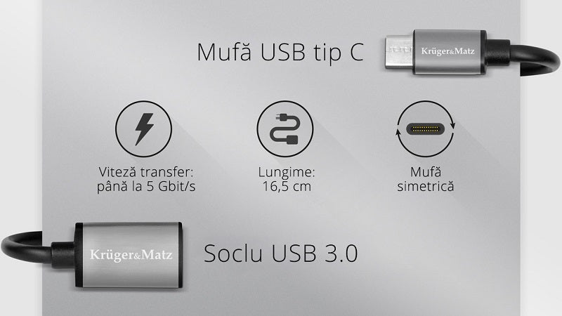 Cablu OTG USB 3.0 mama - USB Type C tata KRUGER&MATZ