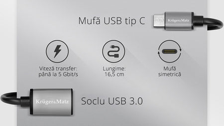 Cablu OTG USB 3.0 mama - USB Type C tata KRUGER&MATZ