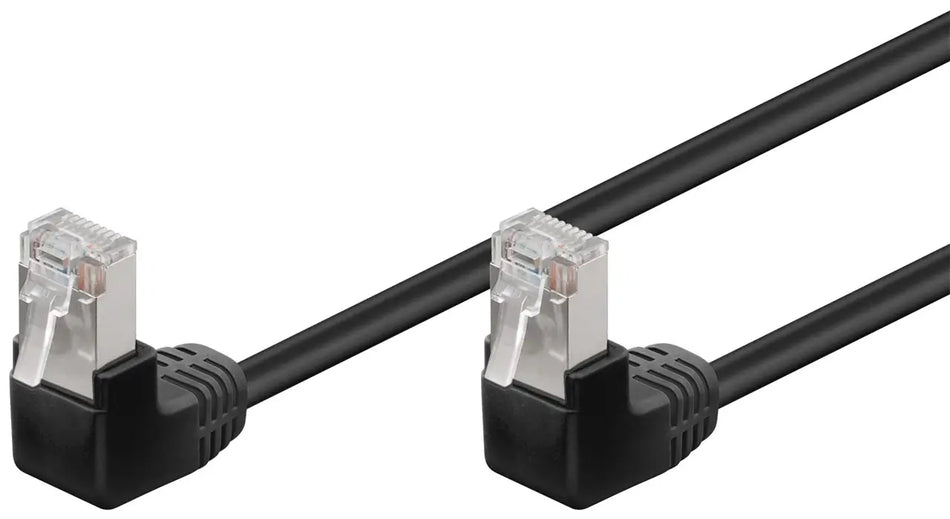 Cablu Patch CAT5e 2x RJ45 90 FTP 0.25m negru pentru Conectare retea /Protectie la Interferente 96076 Goobay
