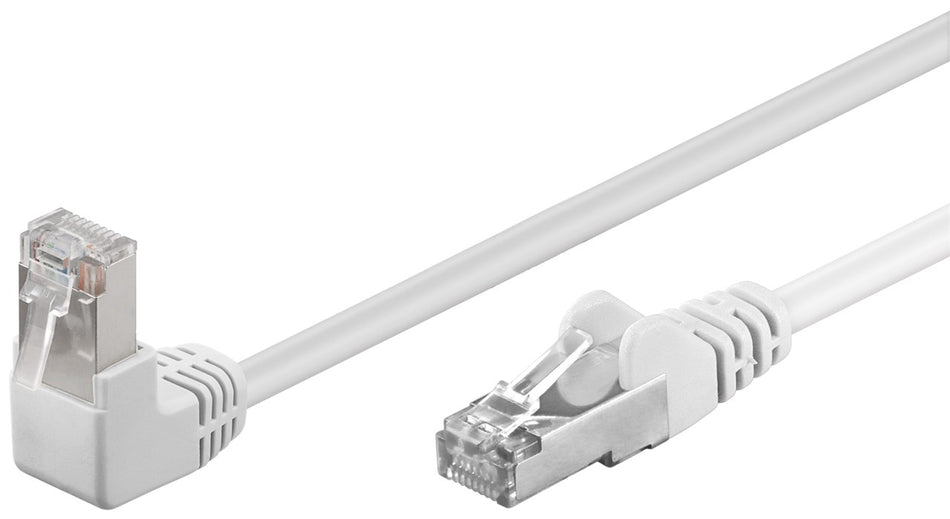 Cablu patch CAT5e FTP RJ45 90 in unghi - RJ45 drept 0.25m <br /> 100MHz alb Goobay 94176