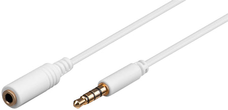 Cablu prelungitor 1m AUX casti 4-pin JACK 3.5 mm STEREO aurit mama-tata AWG28 cupru alb 62360 Goobay