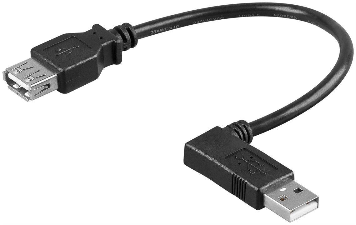 Cablu prelungitor USB 2.0 Hi-Speed A tata 90 stanga - A mama drept 0.3m Goobay