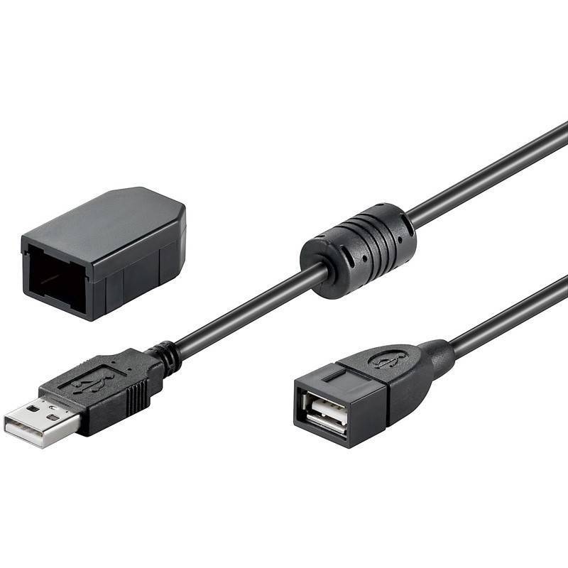 Cablu prelungitor USB 2m mama-tata clip si ferita USB2.0 Goobay