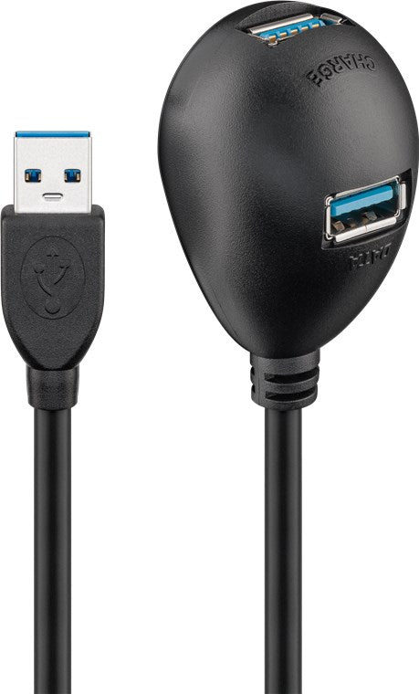 Cablu prelungitor USB 3.0 Hi-Speed - 2x USB 3.0 mama 1.5m Goobay