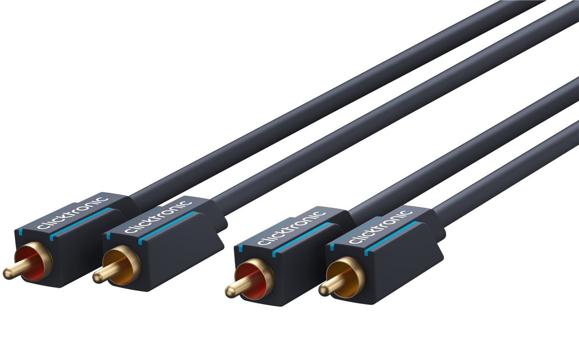 Cablu Profesional 2x RCA - 2x RCA 2m OFC cupru dublu ecaranat aurit Clicktronic 70379