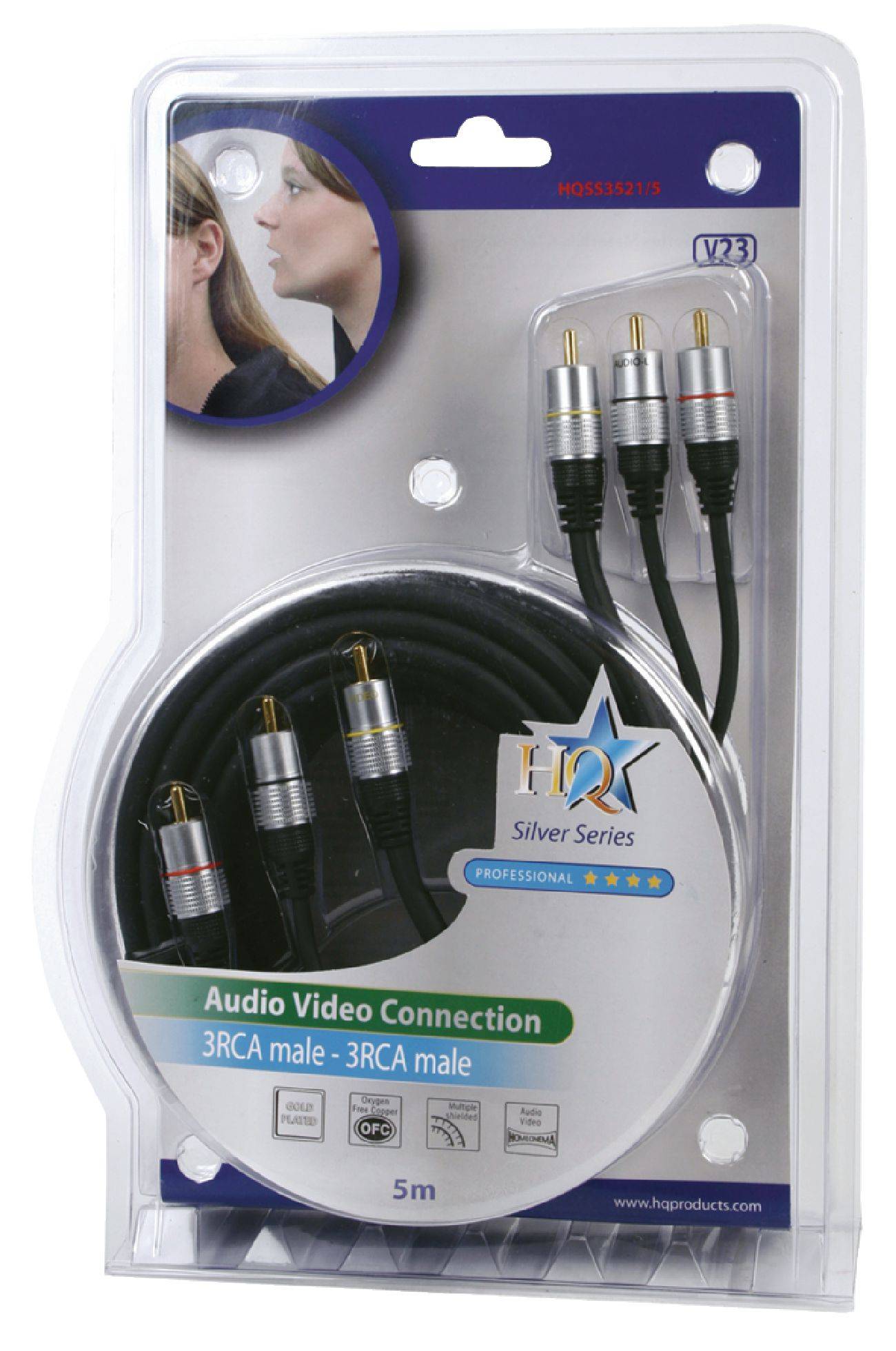 Cablu Profesional 3x RCA tata - 3x RCA tata 5m dublu ecranat HQ