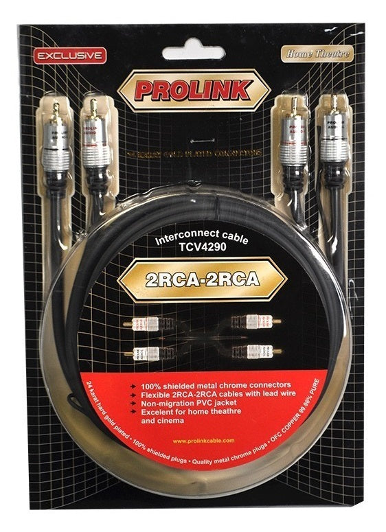 Cablu RCA mufa tata x2 din ambele parti 0.5m negru PROLINK TCV4270-0.6