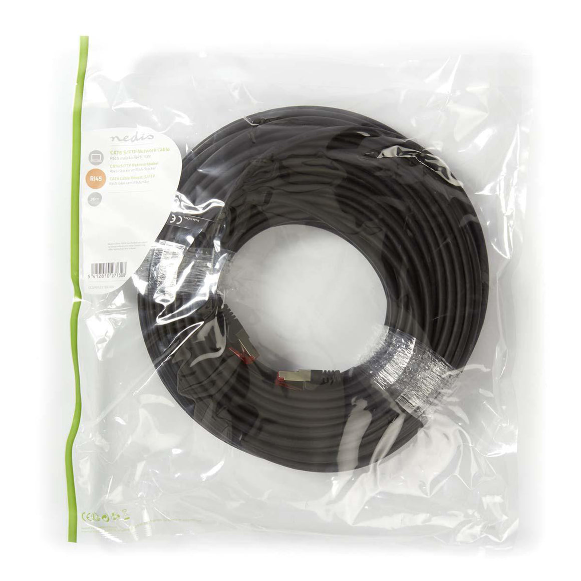 Cablu SFTP Cat6 30m negru RJ45 tata - RJ45 tata Nedis