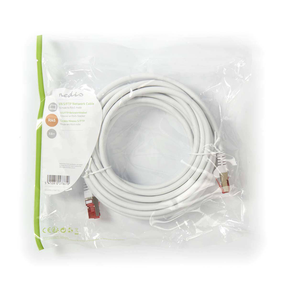 Cablu SFTP CAT6 7.5m RJ45 tata - RJ45 tata alb Nedis