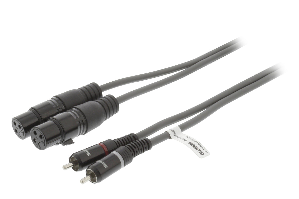 Cablu Stereo 2x XLR 3-Pini mama - 2x RCA tata 3m negru Sweex