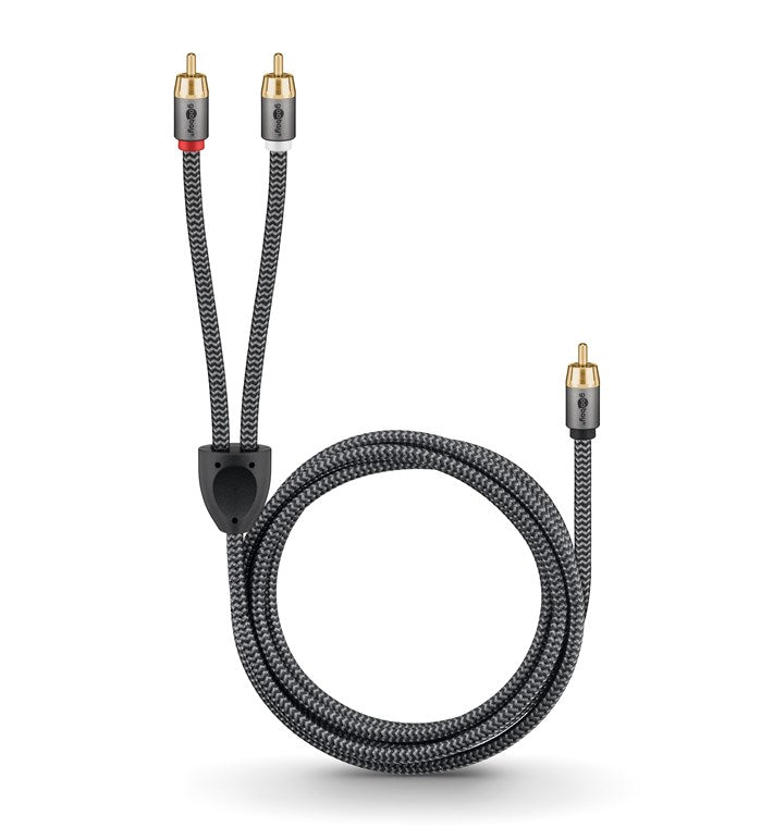 Cablu subwoofer premium flexibil RCA Y 10m RCA tata - 2x RCA tata negru Goobay Plus 65303