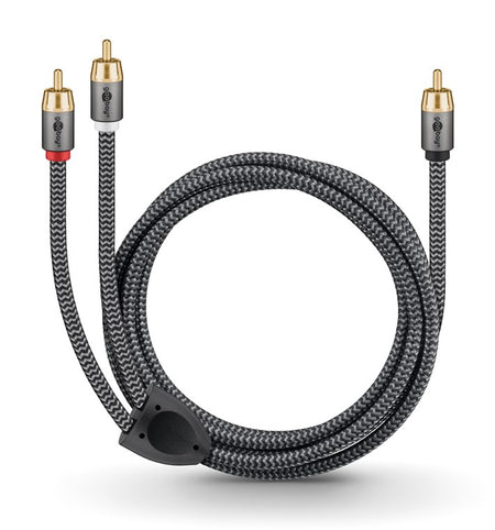 Cablu subwoofer premium flexibil RCA Y 10m RCA tata - 2x RCA tata negru Goobay Plus 65303