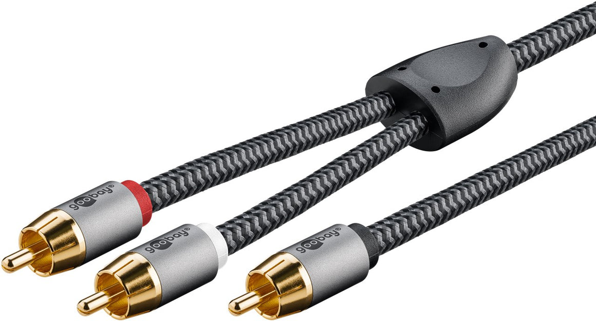 Cablu subwoofer premium flexibil RCA Y 10m RCA tata - 2x RCA tata negru Goobay Plus 65303