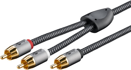 Cablu subwoofer premium flexibil RCA Y 10m RCA tata - 2x RCA tata negru Goobay Plus 65303