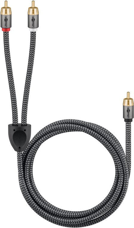 Cablu subwoofer premium flexibil RCA Y 10m RCA tata - 2x RCA tata negru Goobay Plus 65303